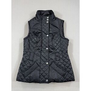 Guess Puffer‎ Vest Jacket Women's Small Black Quilted Full Zip Lightweight